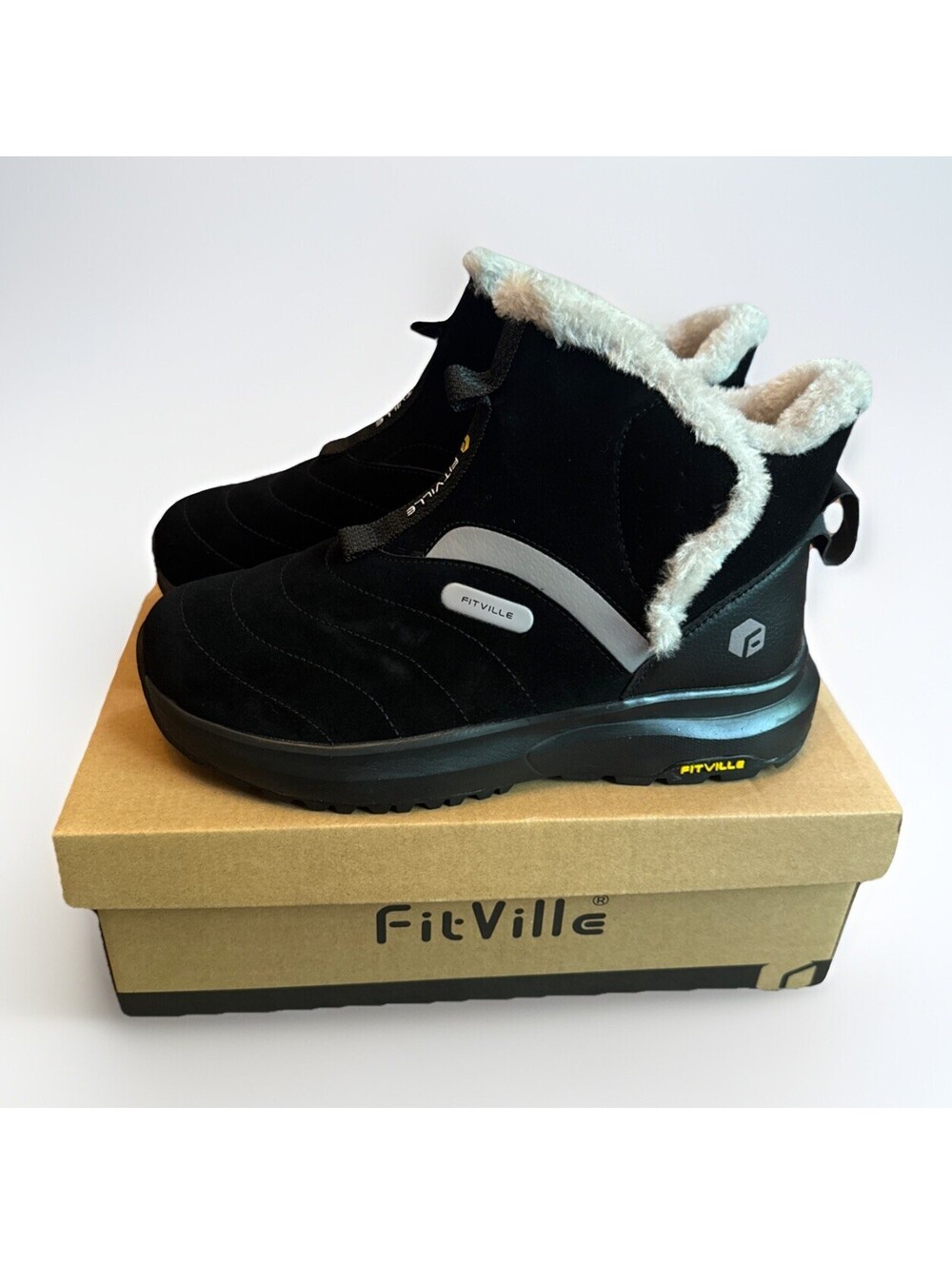 New In Box FitVille Black Winter CozyCore Boots V4 Women’s Size 7.5 Wide - Picture 2 of 6